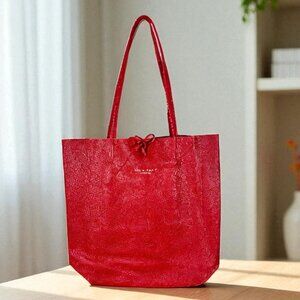 Anita Red Italian Leather Women’s Handbag – Designer Shopper Tote Bag